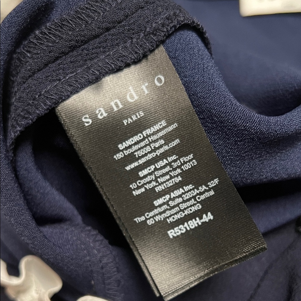 Sandro Natalia Ruffle Trim Dress- Navy with White Details. 0/XS - Picture 7 of 9